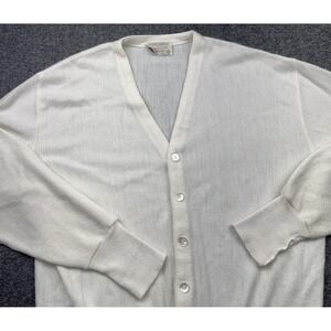 Lord‎ Jeff Cardigan Sweater Mens Sz XL Long Sleeve White USA Grandpacore Vtg